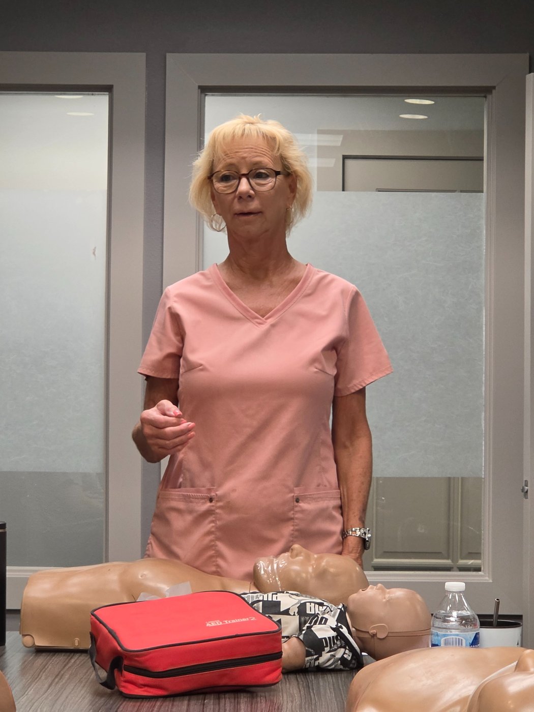 Actual hands-on CPR training with Lynn Prescott
